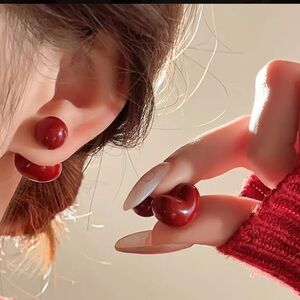 Exquisite Red Two-Wear Earrings with s925 Silver Posts - Chic Accents